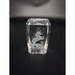 3D‎ Laser Etched Hologram Unicorn And Baby Crystal Paperweight